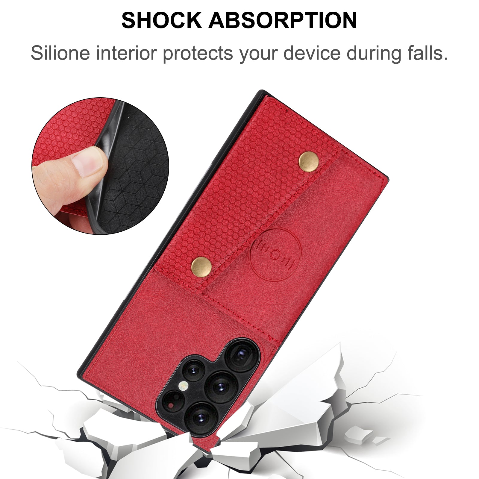 For Samsung Galaxy S23 Ultra PU Leather Coated TPU Back Case Card Slots Kickstand Phone Shockproof Cover with Built-in Metal Sheet For Samsung Galaxy S23 Ultra PU Leather Coated TPU Back Case Card Slots Kickstand Phone Shockproof Cover with Built-in Metal Sheet